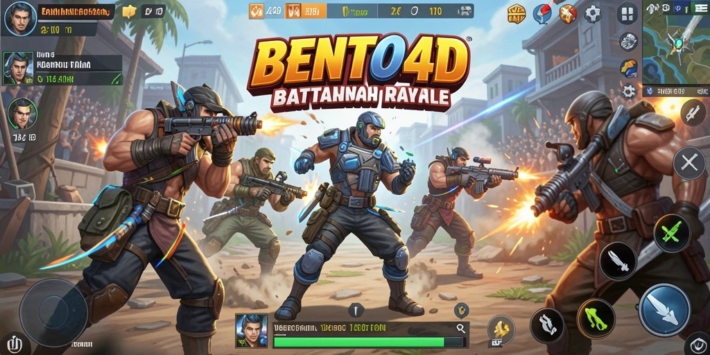 Tampilan gameplay <strong>BENTO4D</strong> yang mendebarkan dalam pertandingan Battle Royale.