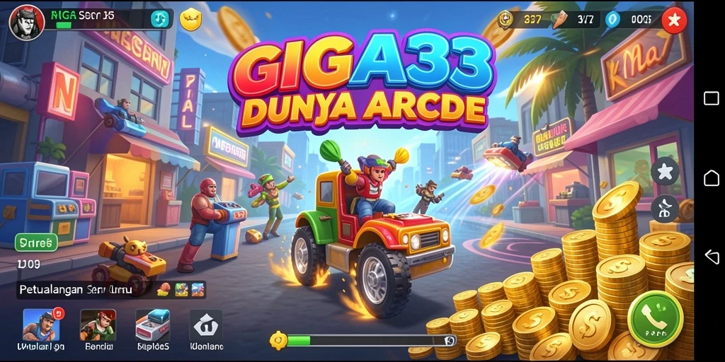 Tampilan seru gameplay GIGA33 dengan tantangan arcade yang mendebarkan.
