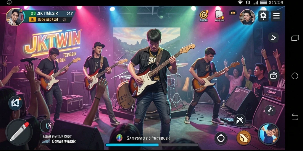 Screenshot dari gameplay JKTWIN yang menampilkan keseruan bermain musik.