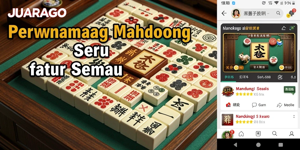 Gameplay seru Mahjong di JUARAGO dengan ubin berwarna-warni.