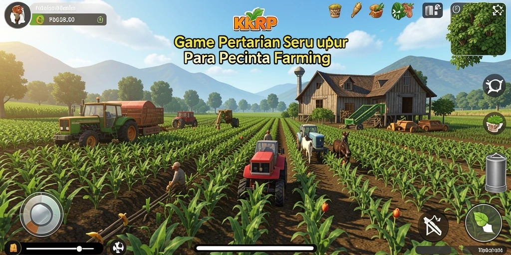 Tampilan gameplay KKRP dengan berkebun yang indah dan interaksi seru.