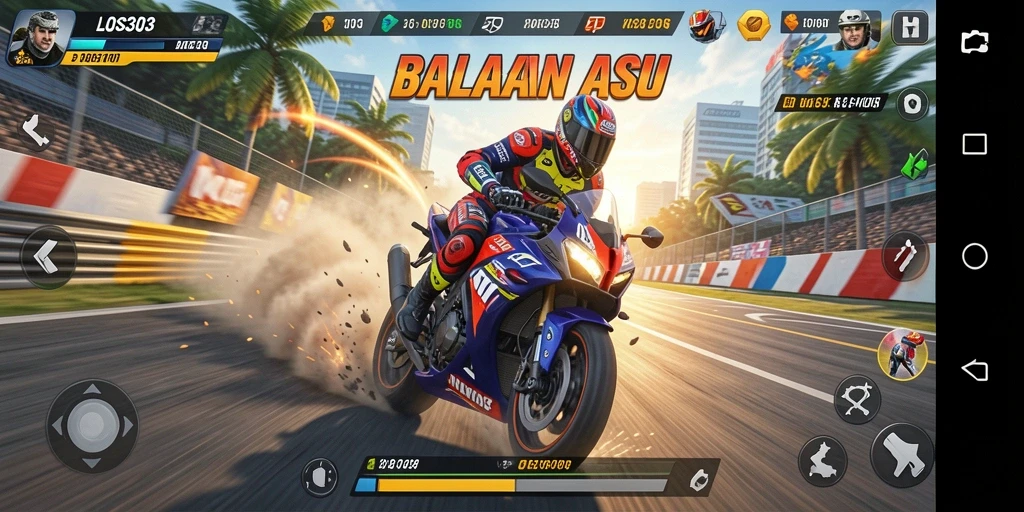 Screenshot utama LOS303 menampilkan aksi balapan motor yang mendebarkan.