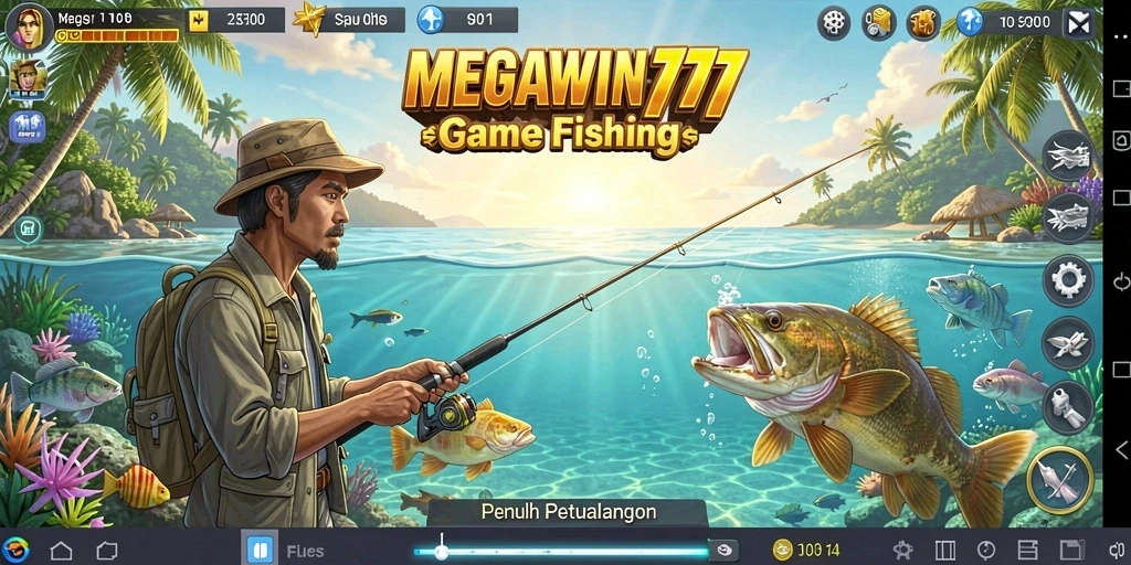 Screenshot gameplay MEGAWIN777 yang menampilkan suasana memancing yang menegangkan.