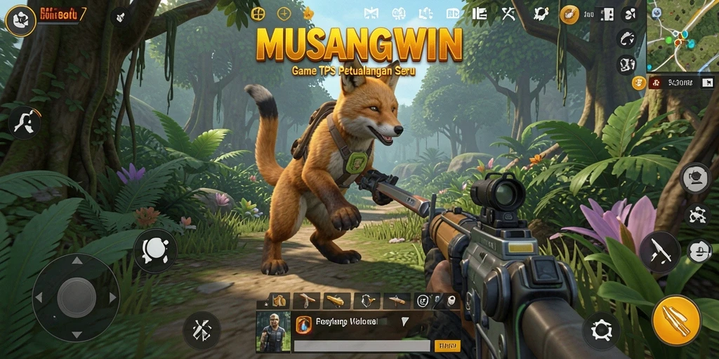 Tampilan gameplay seru dari MUSANGWIN yang menampilkan pertempuran TPS.