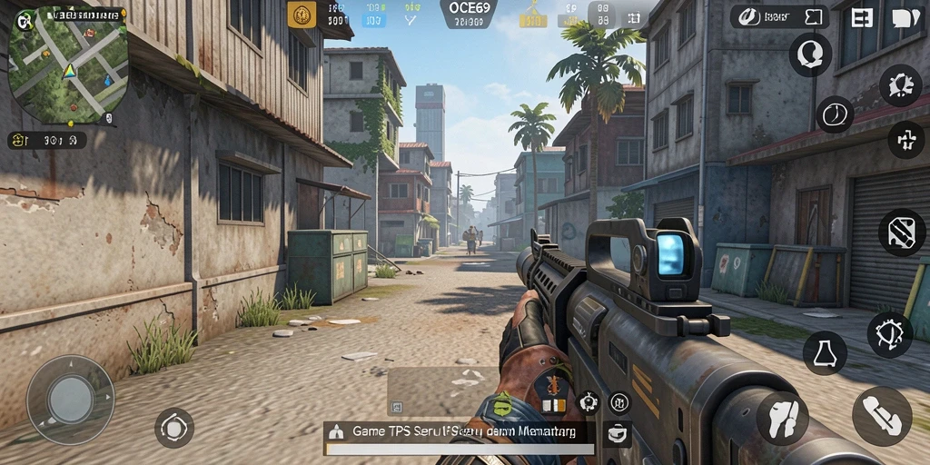 Tangkapan layar gameplay OCE69 yang menampilkan aksi intens TPS.