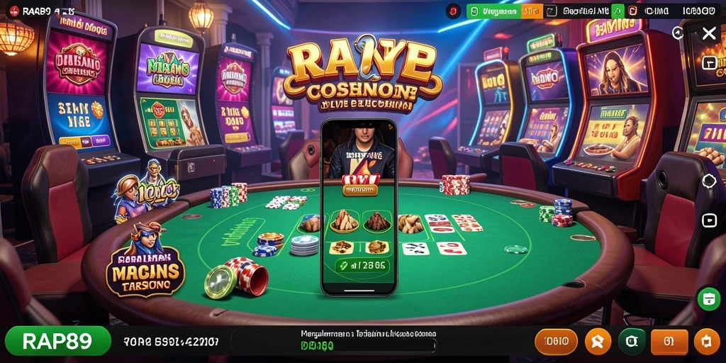 Screenshot RAP89 menampilkan dealer profesional dalam aksi di Live Casino.