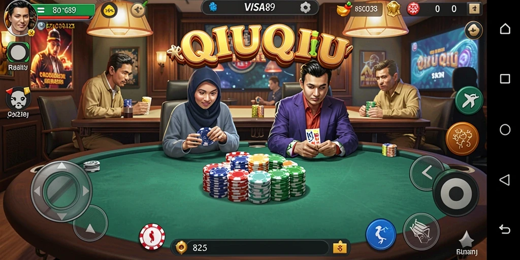 Tangkapan layar menunjukkan aksi seru dalam game QiuQiu.